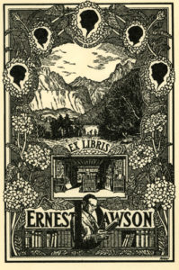 Ernest Dawson book plate showing his children, circa 1924