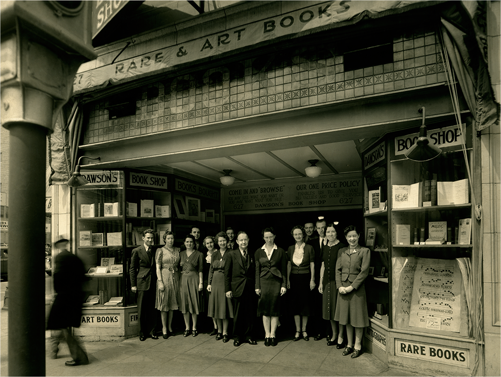 Ernest Dawson and staff, Grand Avenue, Los Angeles, celebrating 40th anniversary in business, 1940